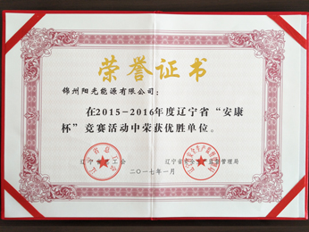 2015-2016年度“安康杯”競賽活動中榮獲優(yōu)勝單位